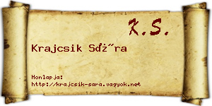 Krajcsik Sára névjegykártya