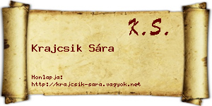 Krajcsik Sára névjegykártya